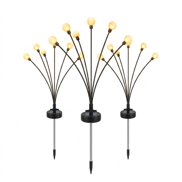 Firefly Grove Swaying Solar Garden Lights Flexible Outdoor Stake Lights for Flowerbeds and Paths