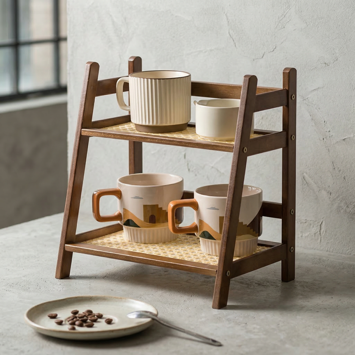 Bernadette Bamboo Tiered Organizer for Mugs and Brushes