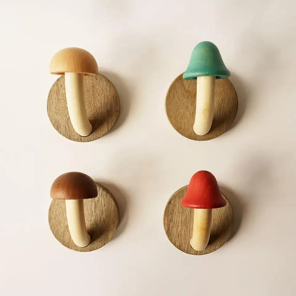 Rosalind Mushroom Wall Hooks for Kids with 4 Pegs