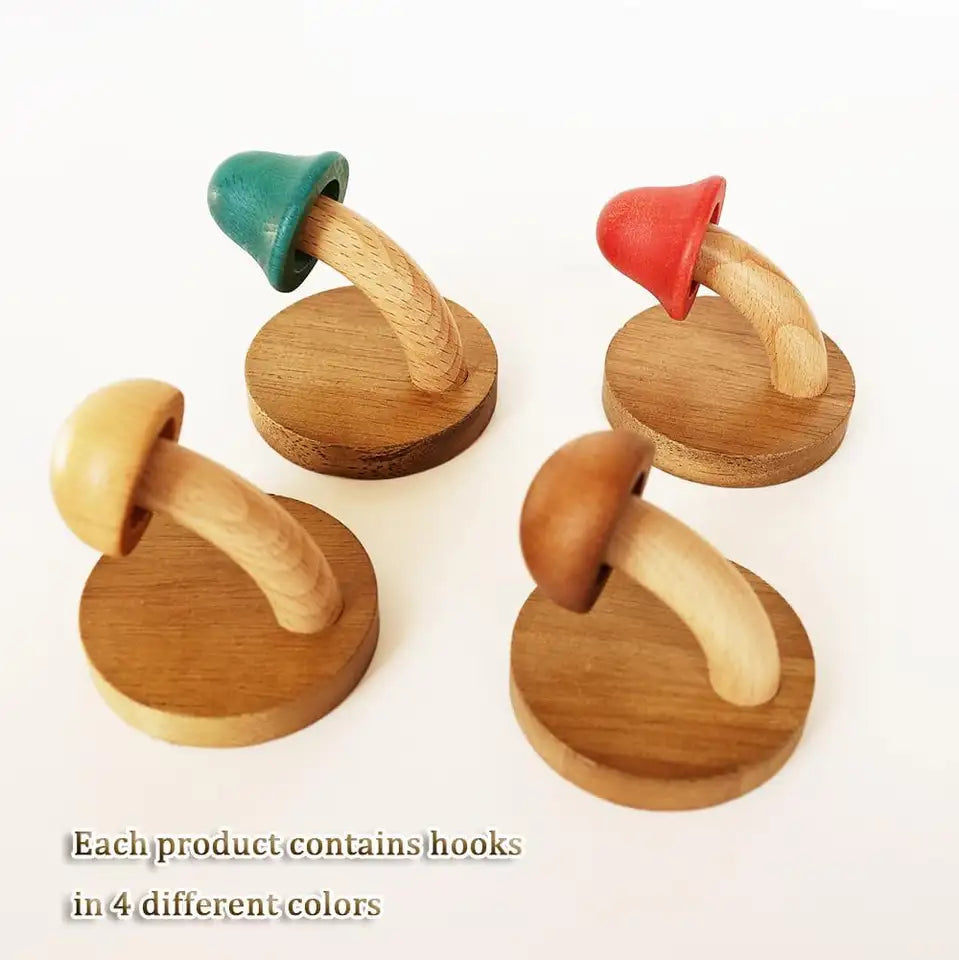 Rosalind Mushroom Wall Hooks for Kids with 4 Pegs