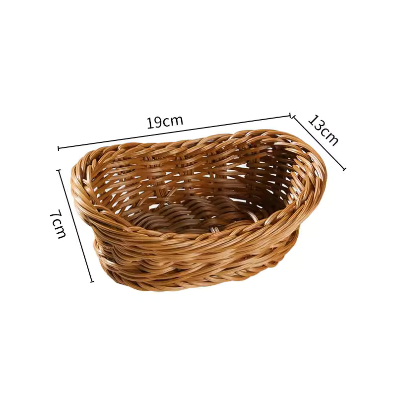 Yvette Willow Basket for Bread and Fruit with Braided Rim