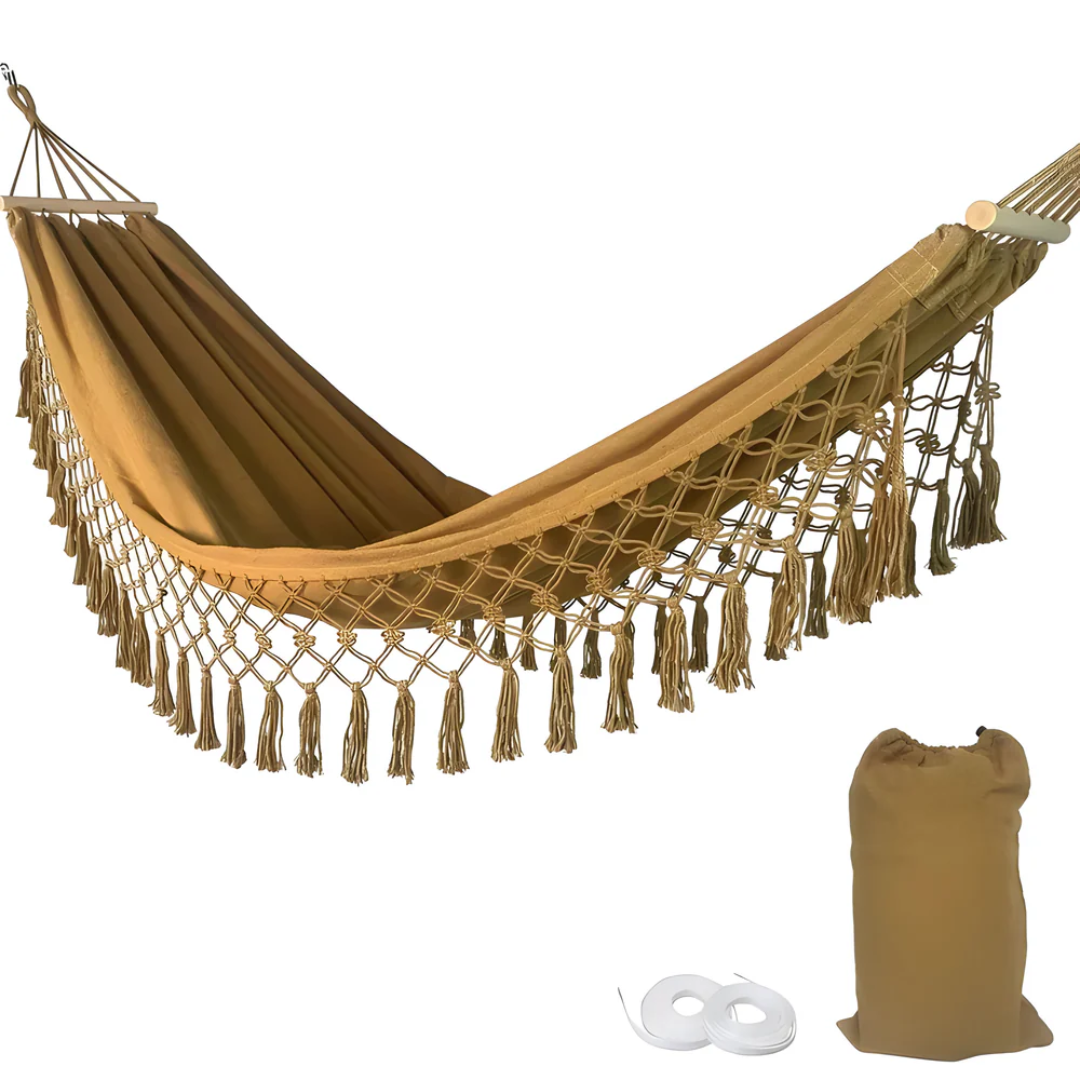 Rosanne Cotton Hammock for Gardens with Macrame Fringe