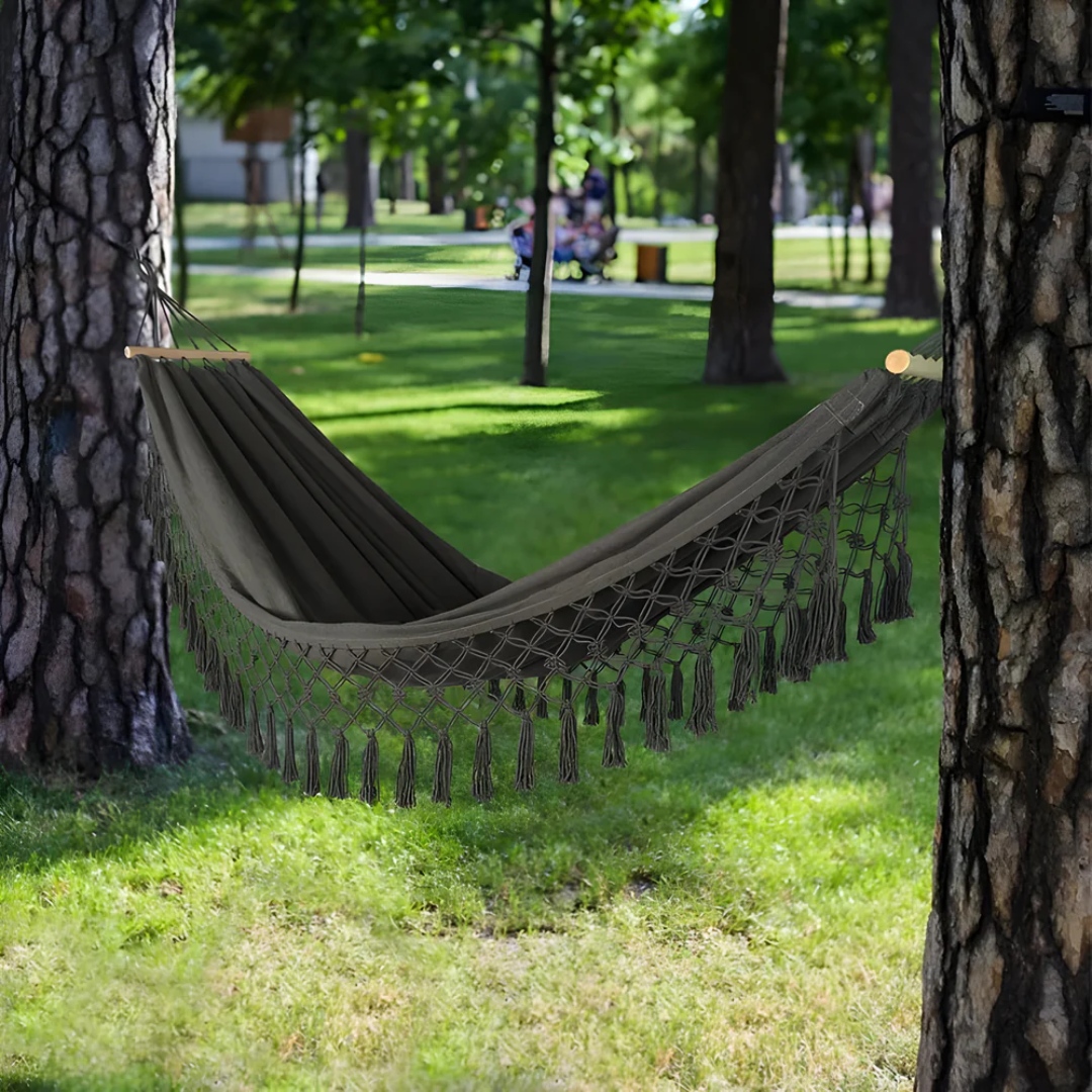 Rosanne Cotton Hammock for Gardens with Macrame Fringe