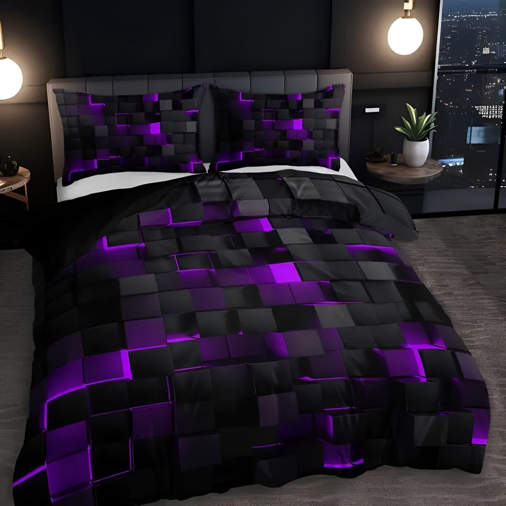 Katarina Doona Set for Gaming Rooms with 3D Grid Print