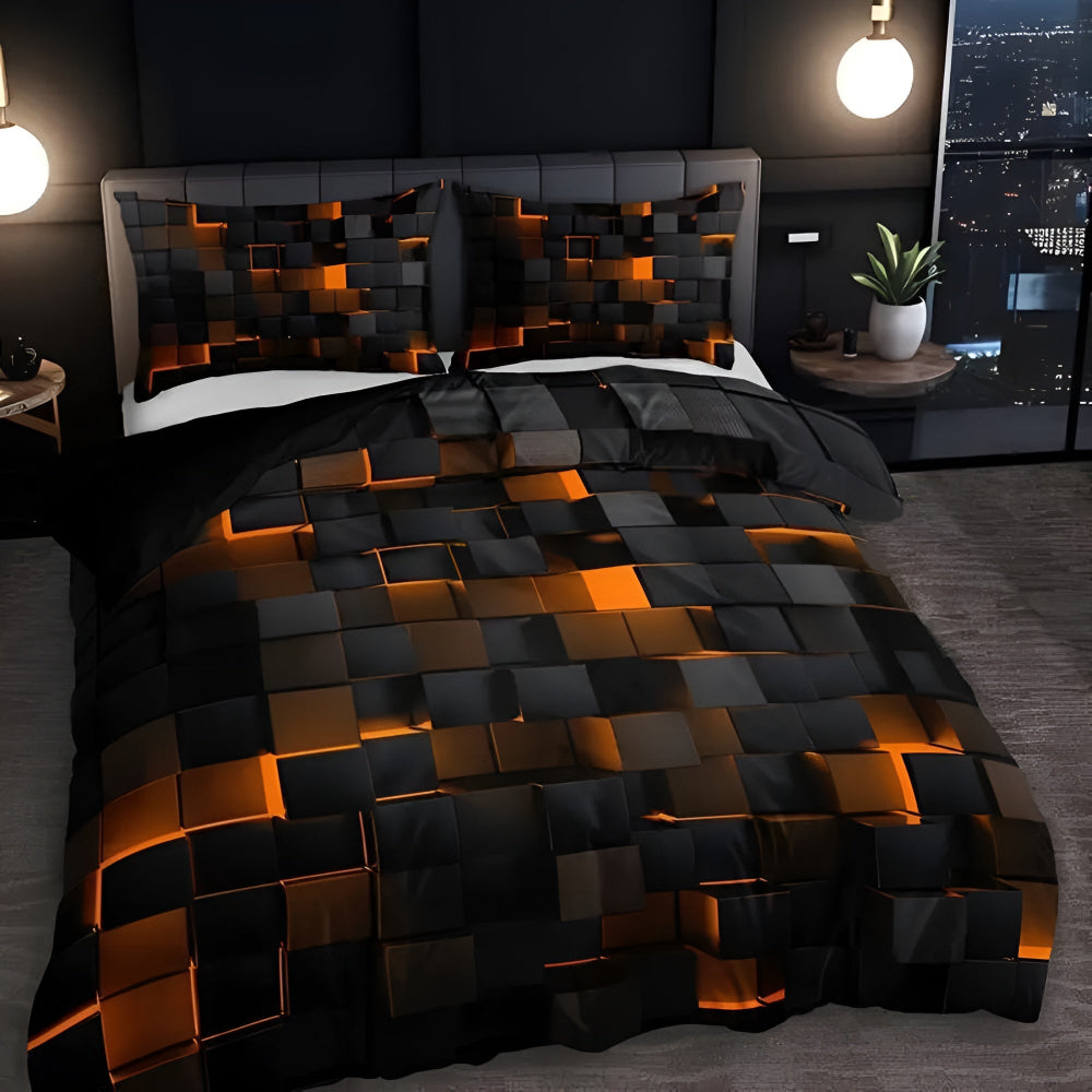 Katarina Doona Set for Gaming Rooms with 3D Grid Print
