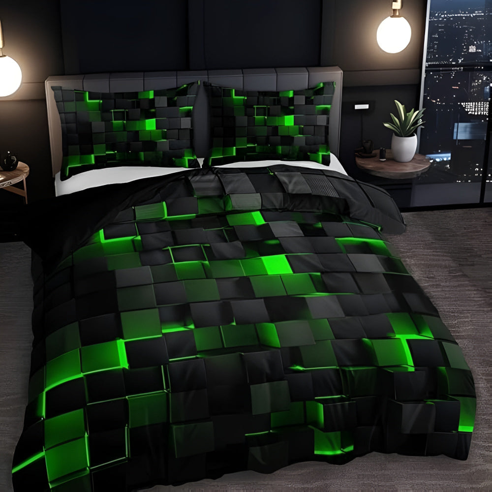 Katarina Doona Set for Gaming Rooms with 3D Grid Print