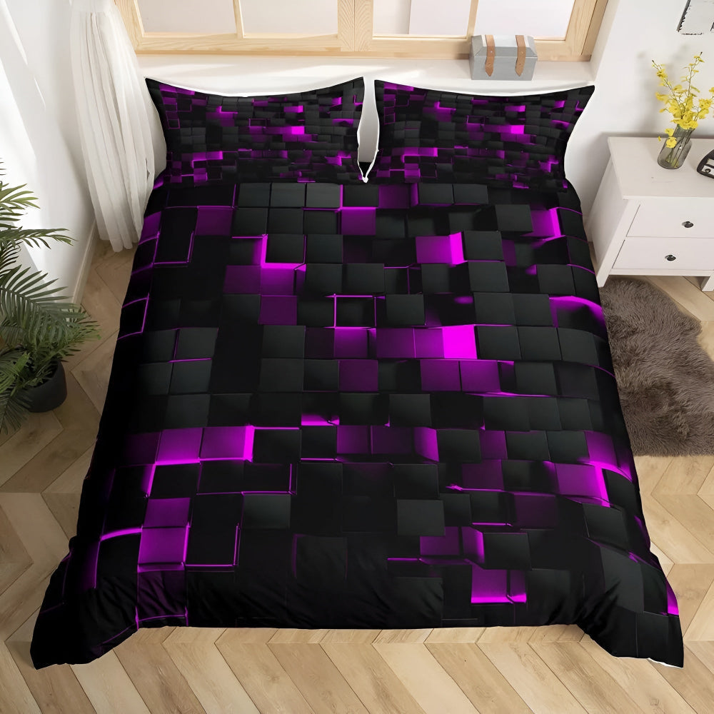 Katarina Doona Set for Gaming Rooms with 3D Grid Print