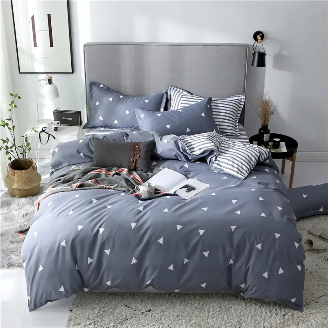 Liliane Bed Set for Bedrooms with Ginkgo Line Art