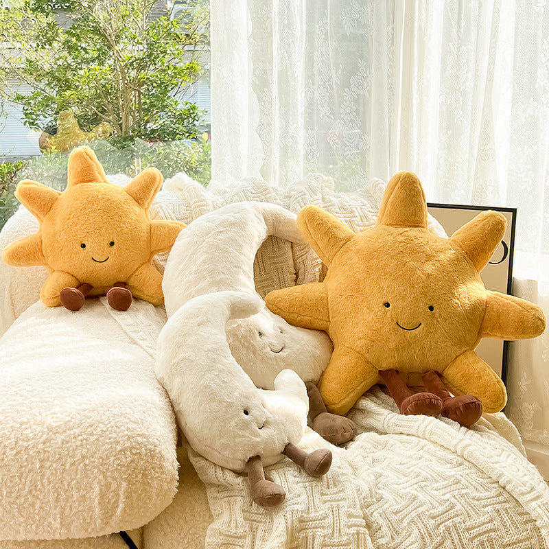 Lucienne Sun and Moon Pillow for Nurseries in Velvet