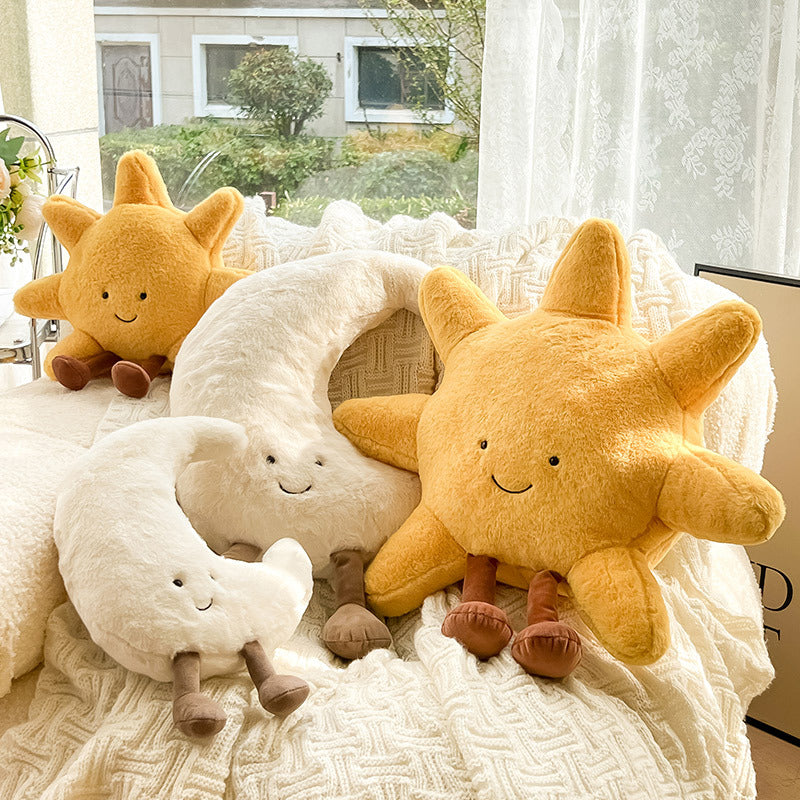 Lucienne Sun and Moon Pillow for Nurseries in Velvet