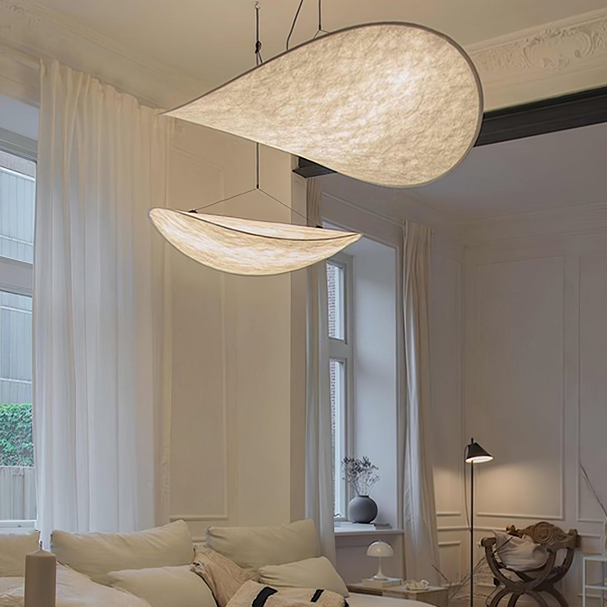 Adriana Cloud Pendant for Dining Rooms with Silk Shade