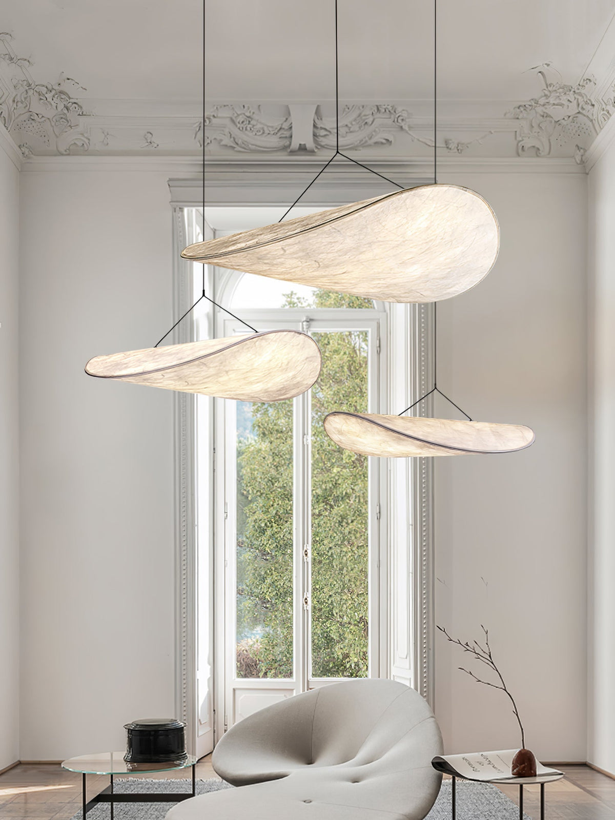 Adriana Cloud Pendant for Dining Rooms with Silk Shade