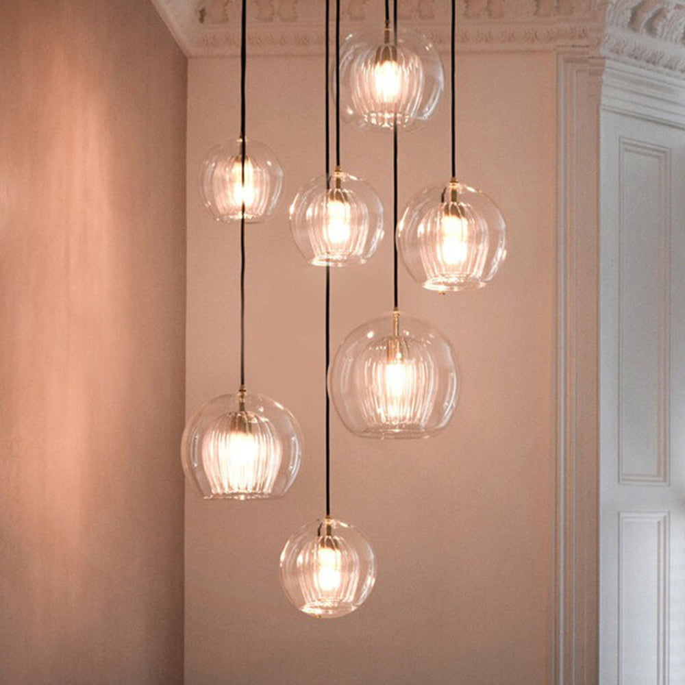 Aida Glass Globe Pendant for Bedsides with Amber Option