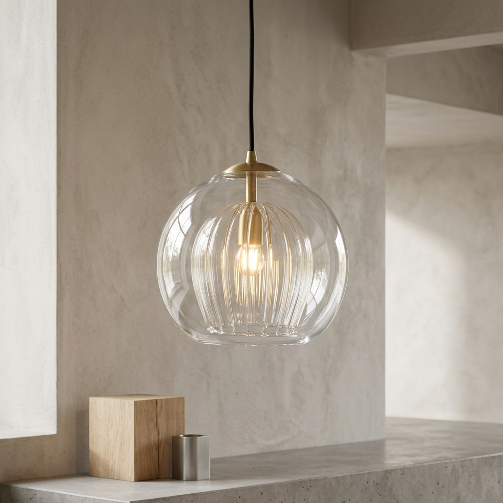 Aida Glass Globe Pendant for Bedsides with Amber Option