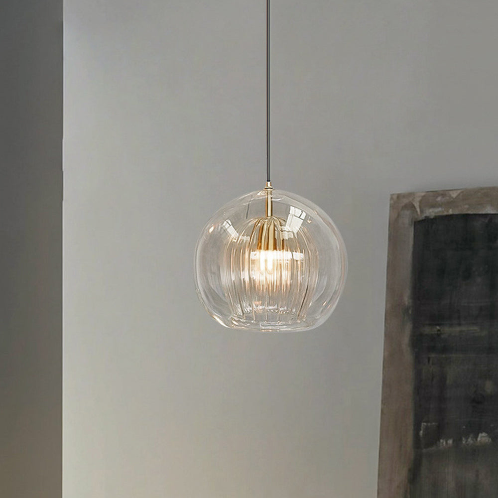 Aida Glass Globe Pendant for Bedsides with Amber Option