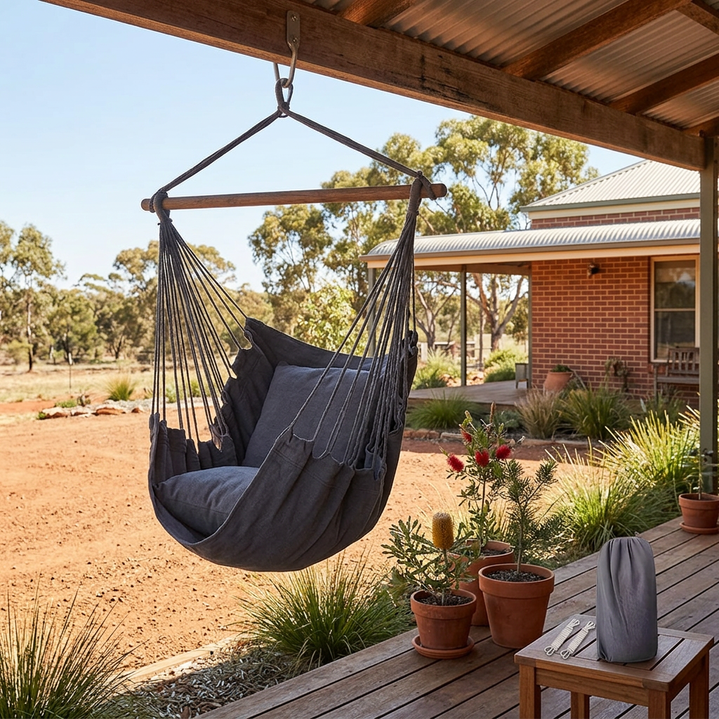 Priscille Hanging Swing Chair for Gardens with Canvas Seat