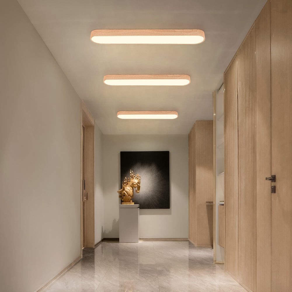 Aglaia Oak Oval LED Flush Mount for Halls and Kitchens