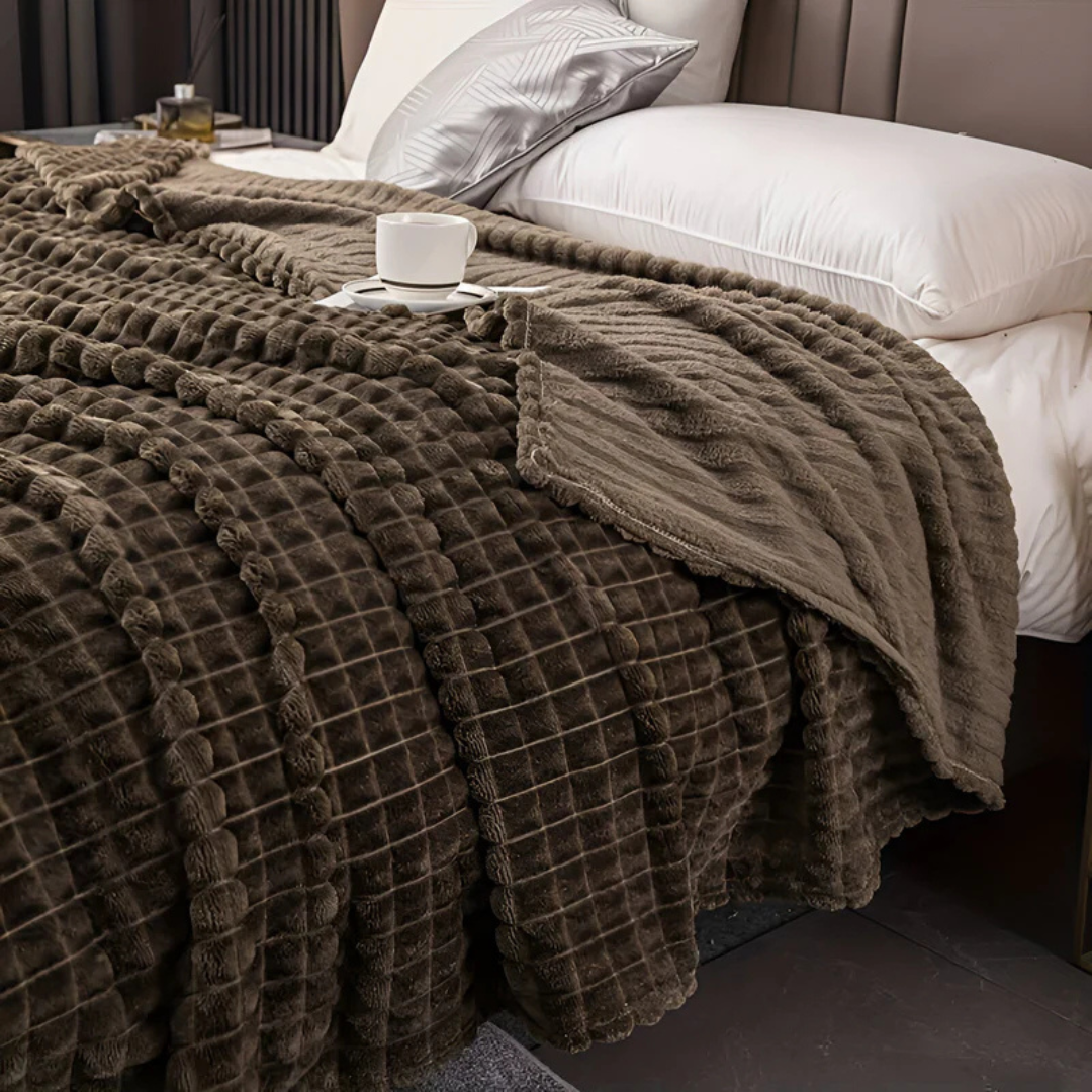 Farrah Fleece Throw for Sofas with Waffle Texture