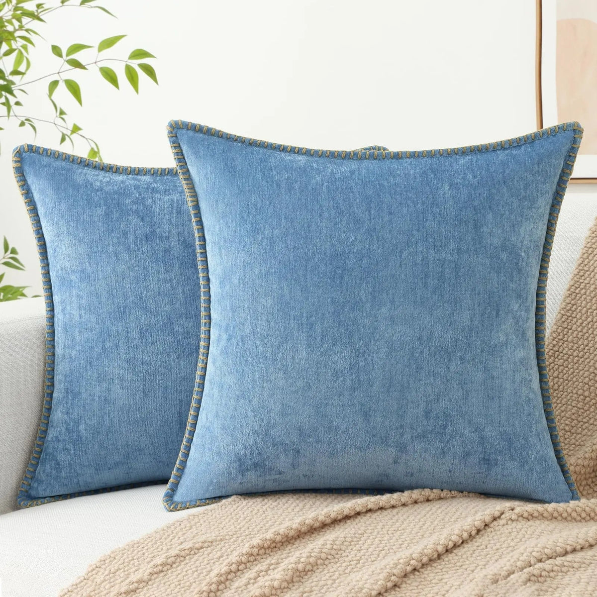 Genevieve Chenille Cover for Beds with Blanket Stitch Edge