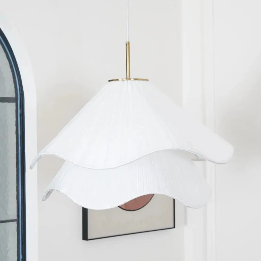 Ailsa Pleated Pendant for Dining Rooms with Brass Stem
