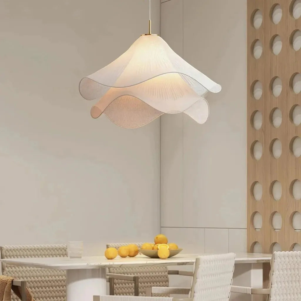 Ailsa Pleated Pendant for Dining Rooms with Brass Stem