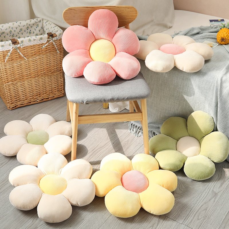 Karolina Flower Cushion for Sofas and Beds in Corduroy
