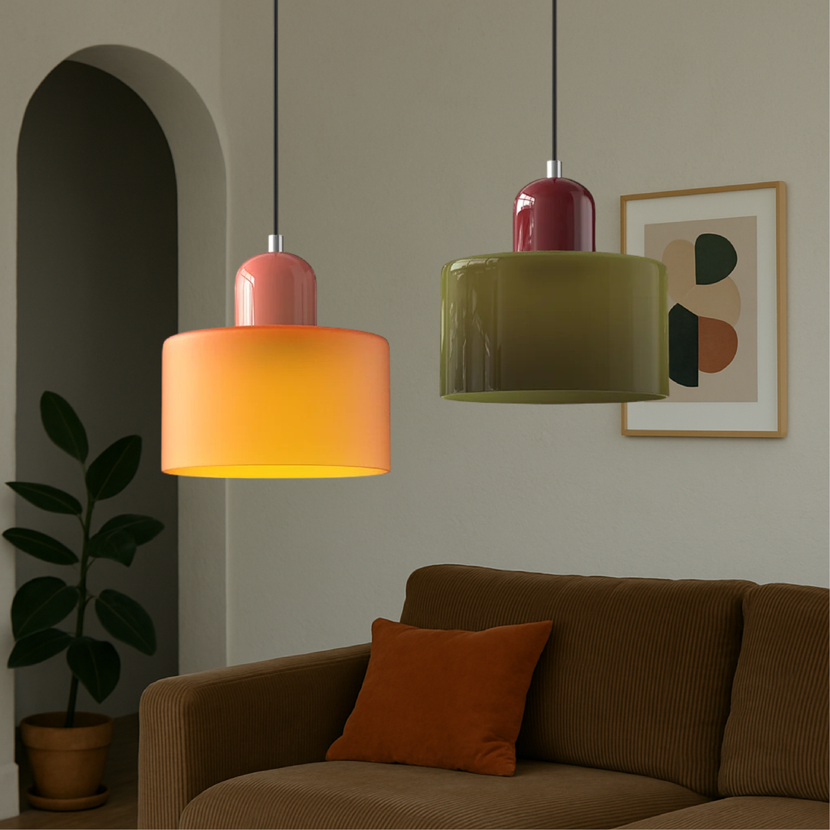 Alina Retro Glass Pendant for Nooks with Two Tone Shade