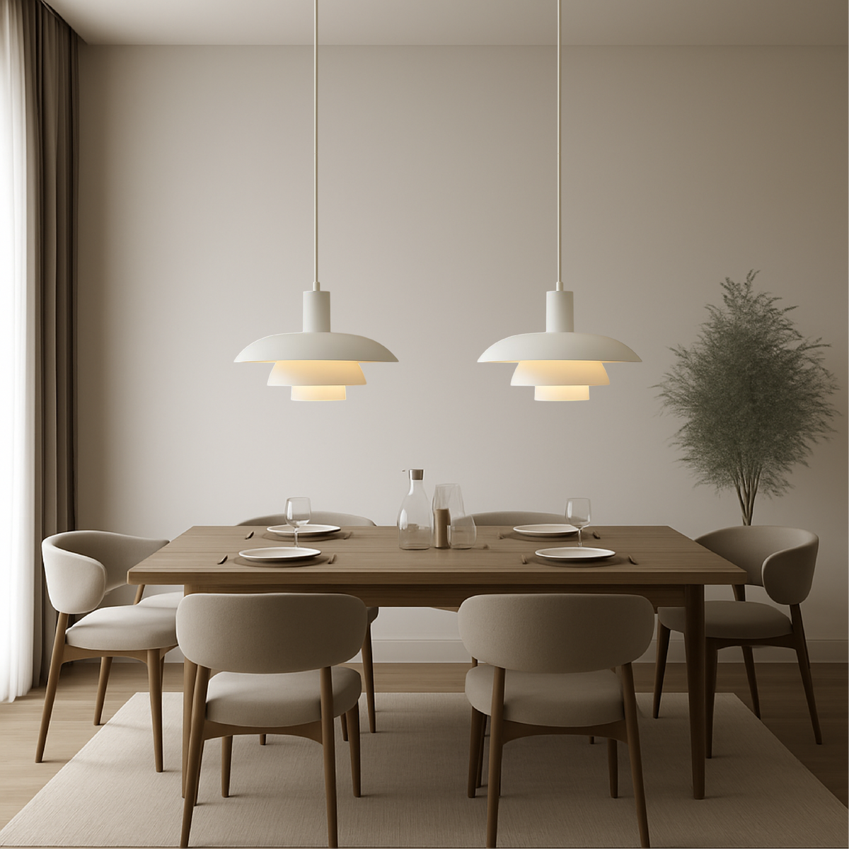 Allegra Cone Pendant for Dining Tables with Tiered Shade