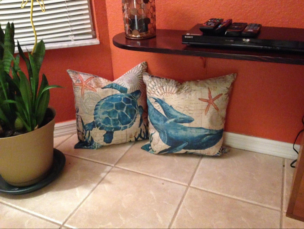 Josephine Nautical Cushion for Coastal Rooms with Map Print