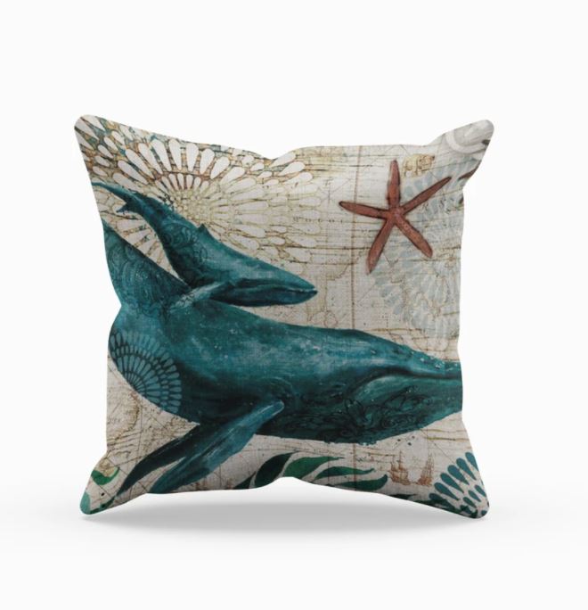 Josephine Nautical Cushion for Coastal Rooms with Map Print