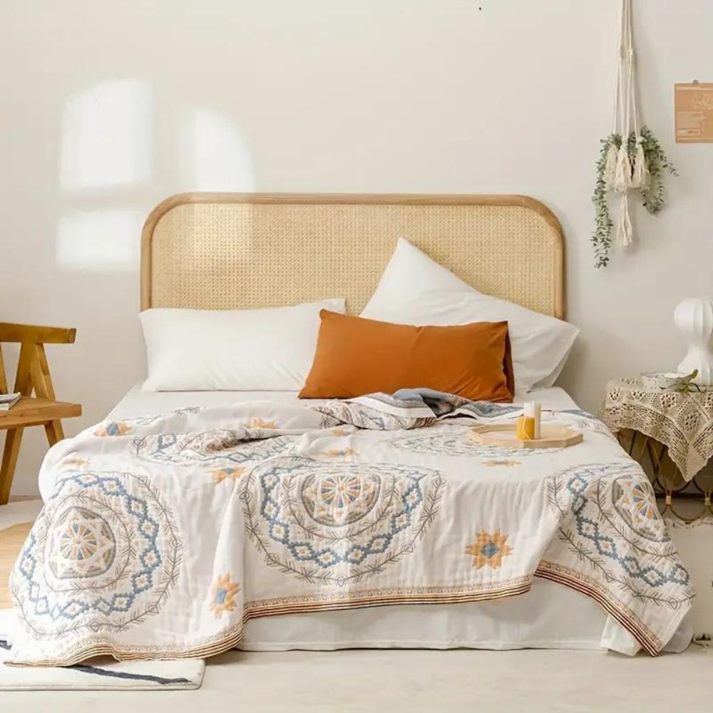 Seraphine Cotton Throw for Summer Beds with Gauze Weave