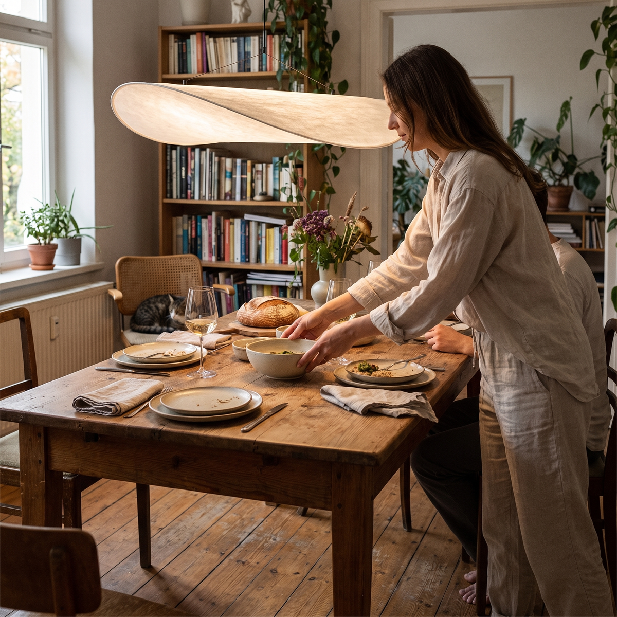 Adriana Cloud Pendant for Dining Rooms with Silk Shade