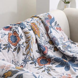 Camille Jacquard Blanket for Beds & Walls with Floral Weave
