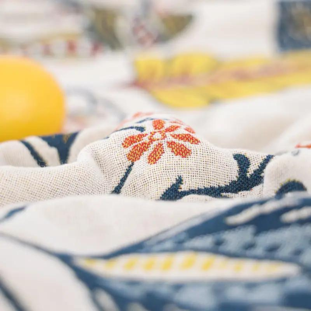 Camille Jacquard Blanket for Beds & Walls with Floral Weave
