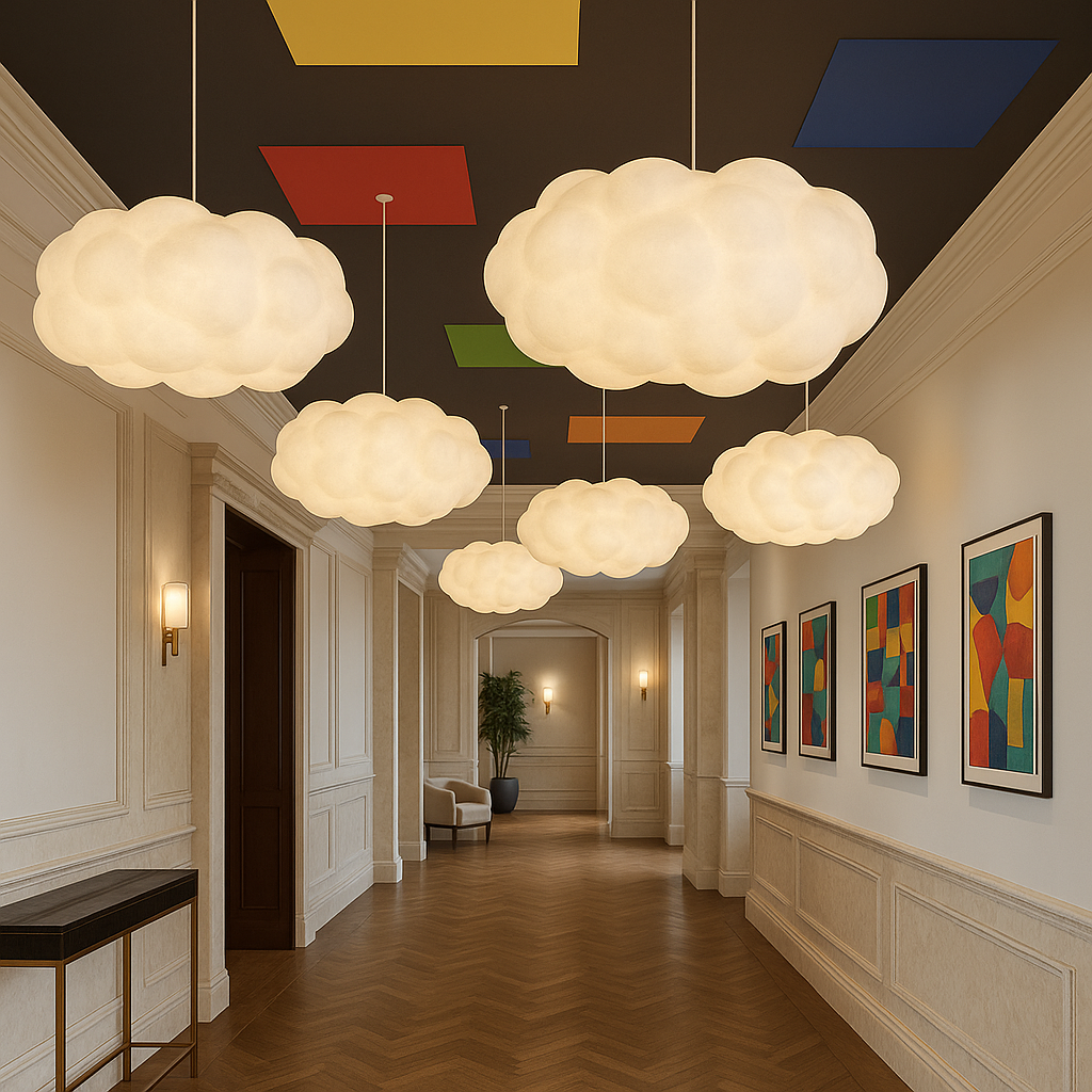 Alexandrine Cloud Pendant for Kitchens with PVC Shade