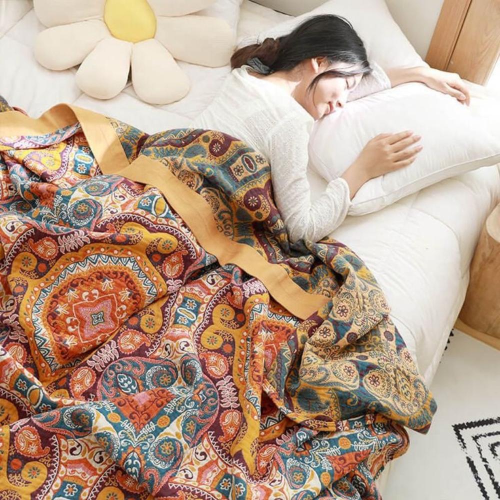 Aurelia Cotton Throw for Sofa & Picnics with Airy Weave