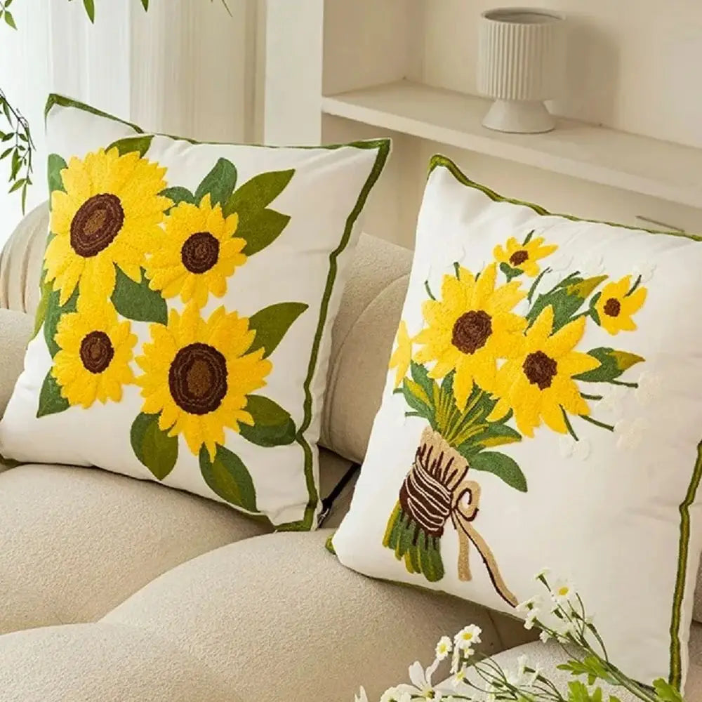 Both designs on a sofa