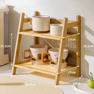 Bernadette Bamboo Tiered Organizer for Mugs and Brushes