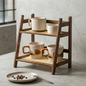Bernadette Bamboo Tiered Organizer for Mugs and Brushes