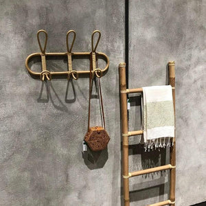 Xandra Rattan Wall Hooks for Robes with Braided Loops