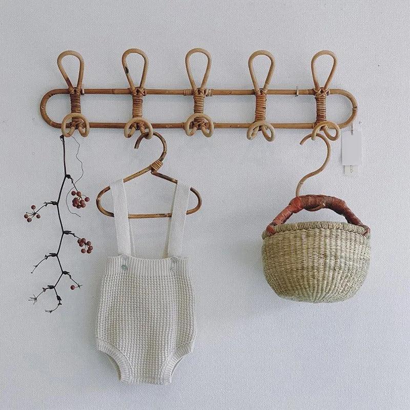 Xandra Rattan Wall Hooks for Robes with Braided Loops