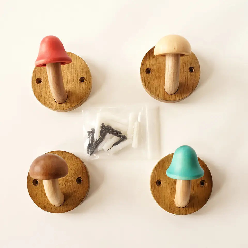 Rosalind Mushroom Wall Hooks for Kids with 4 Pegs