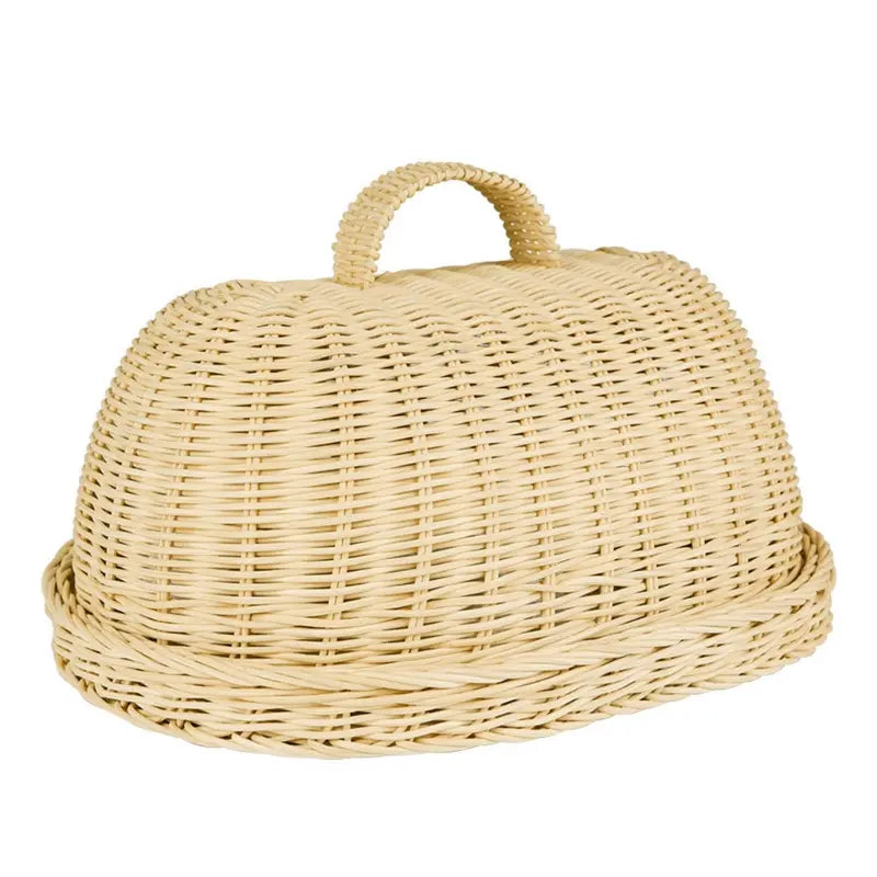 Zabelle Rattan Bread Cloche for Loaves with Dust Cover