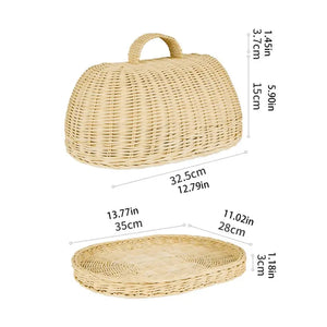 Zabelle Rattan Bread Cloche for Loaves with Dust Cover