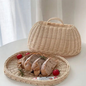 Zabelle Rattan Bread Cloche for Loaves with Dust Cover
