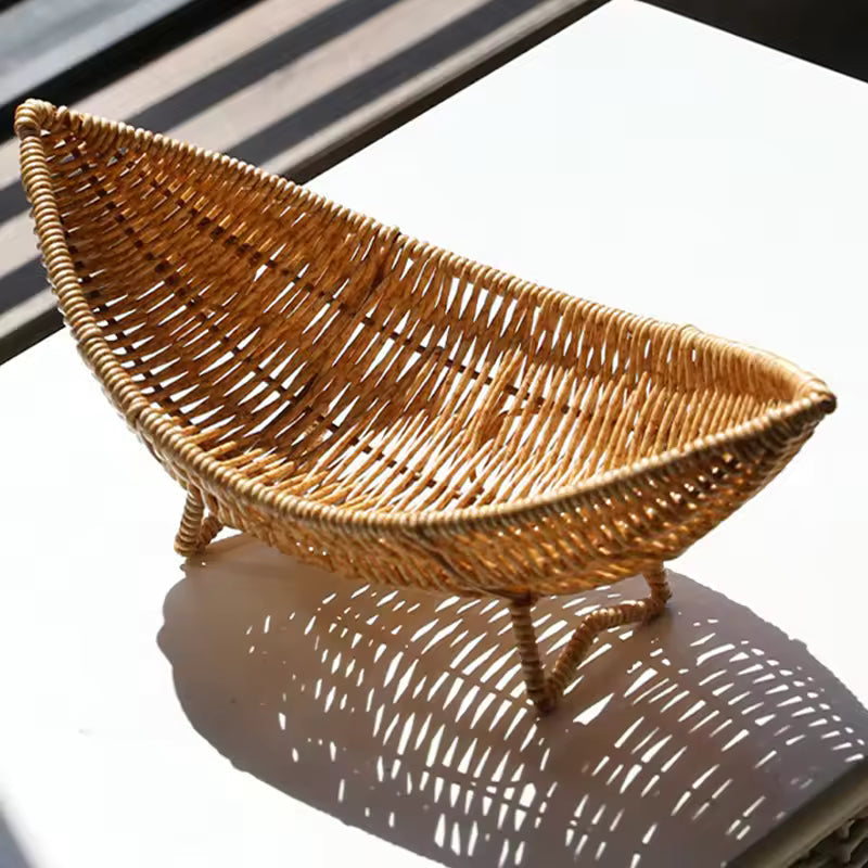 Yvette Willow Basket for Bread and Fruit with Braided Rim