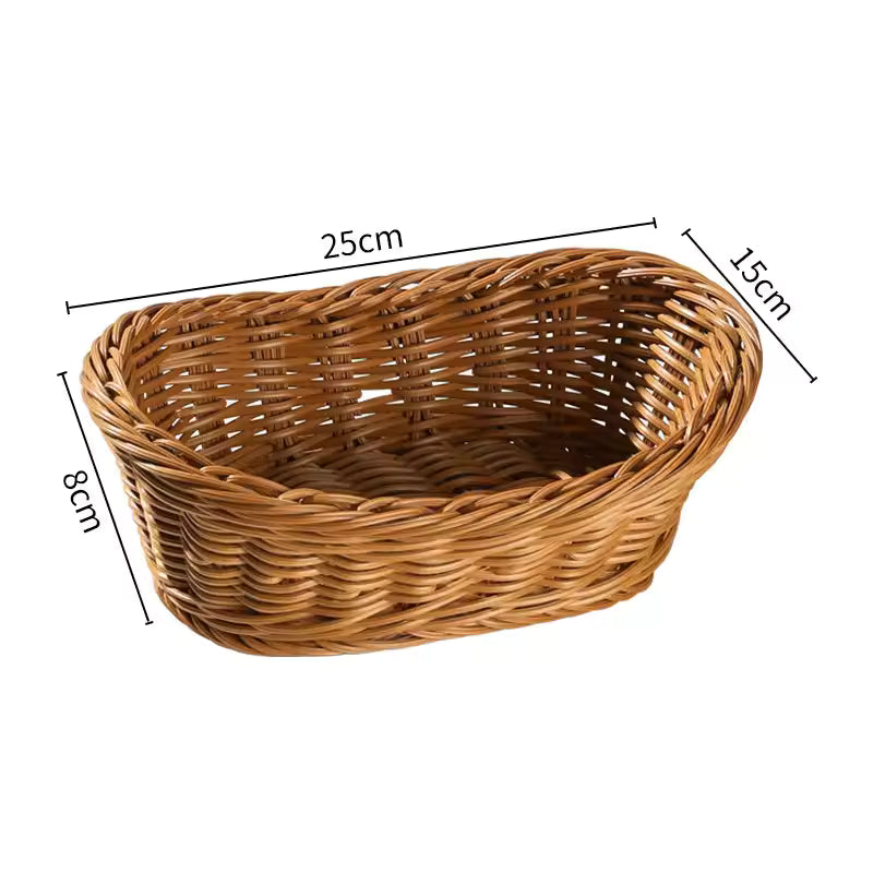 Yvette Willow Basket for Bread and Fruit with Braided Rim