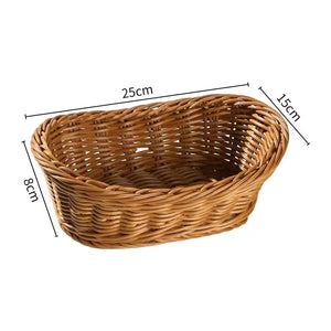 Yvette Willow Basket for Bread and Fruit with Braided Rim