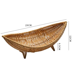 Yvette Willow Basket for Bread and Fruit with Braided Rim
