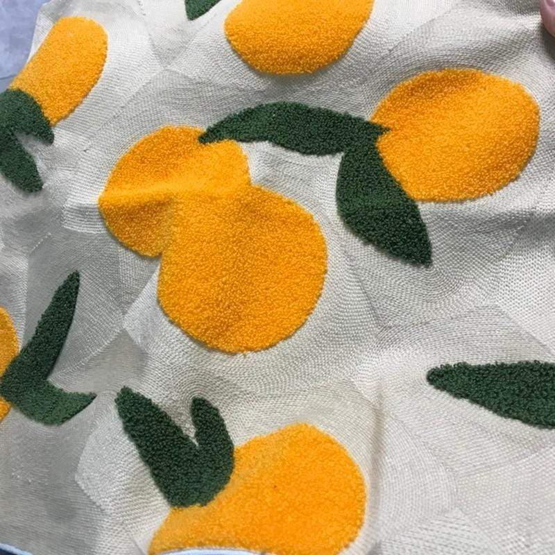 Elodie Tufted Cotton Cushion for Sofas with Citrus Motif